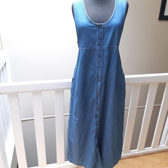 vintage denim midi dress - Size appox M - Picture 1 of 8